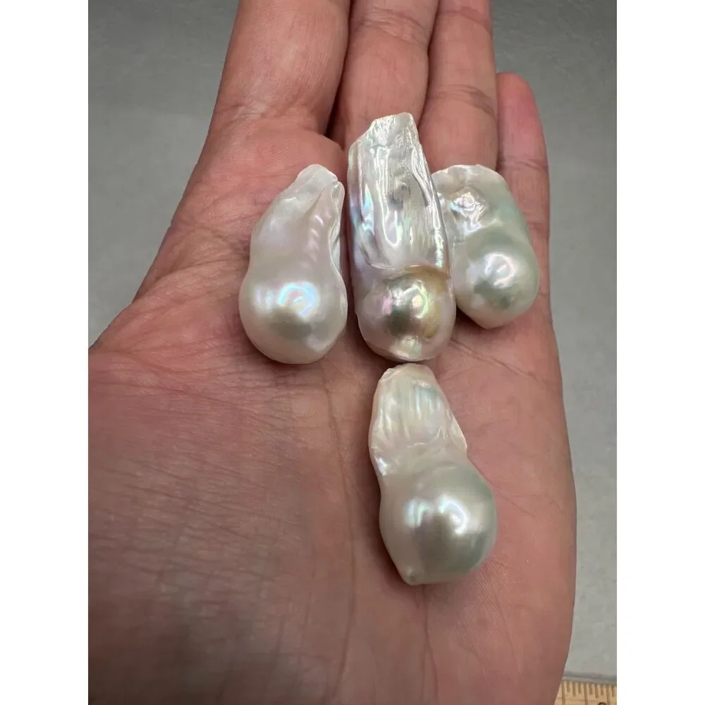 Lot 4 Big White Baroque Pearls for DIY